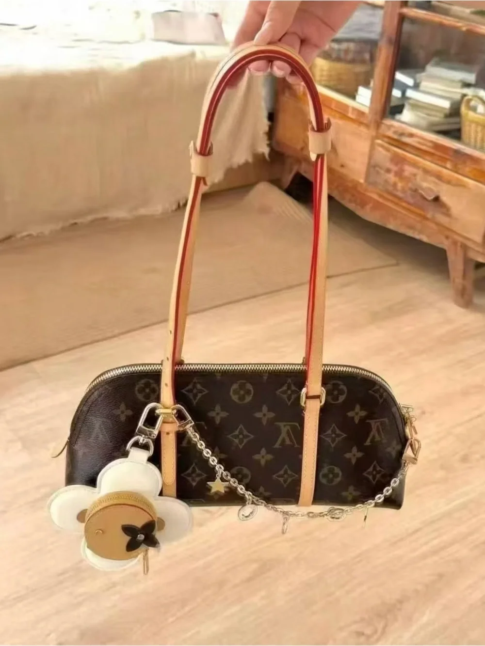 Louis Vuttion Monogram Canvas Shoulder Bag in Brown